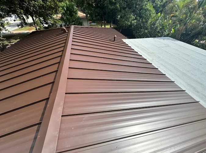 Home undergoing roof replacement in the Florida Keys overlooking the ocean